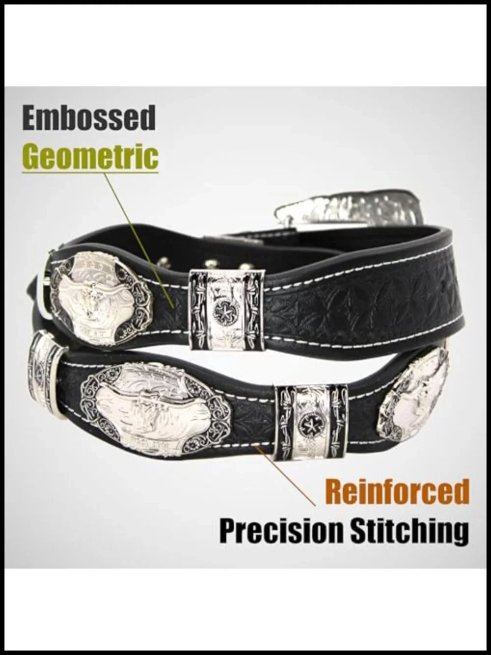 Genuine Leather Western Concho Belt with Silver Star Buckle